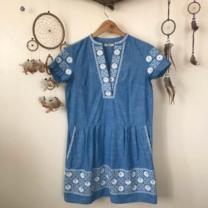 Chambray drop-waist embroidered Madewll dress